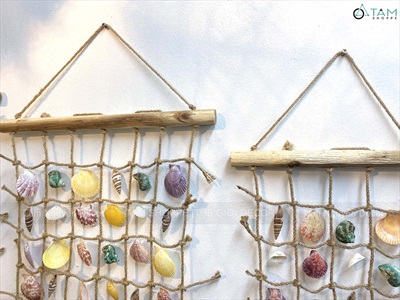 Lưới dây thừng sò ốc Việt Nam thủ công [3 Size - Sò ốc thật] Rộng 30-40-50cm PKT-BIEN-06